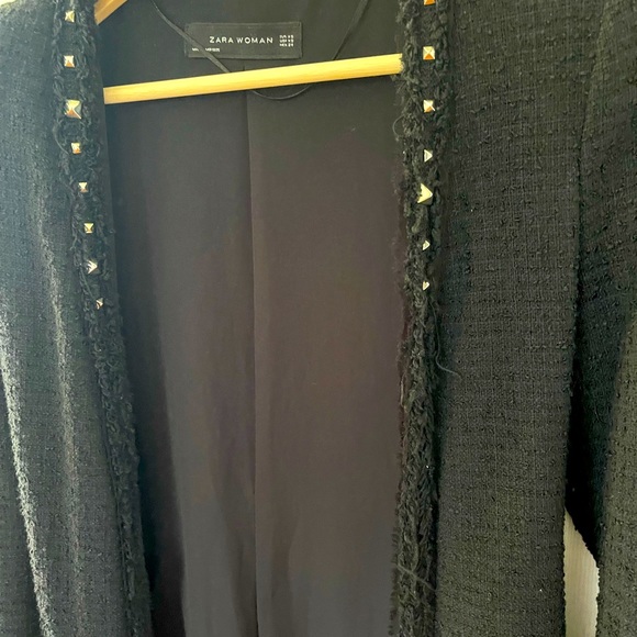 Zara Boucle Tweed Structured Jacket with Studs, XS - Picture 6 of 11